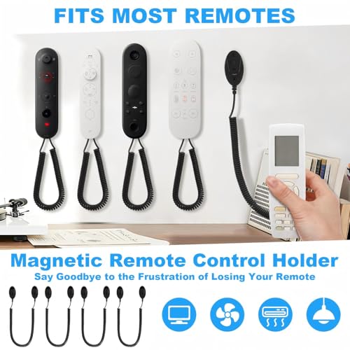 4 Pack 70 Inch Magnetic Remotes Control Holder with Spring Ropes Retractable Cord Remote Holder Wall Mount Anti-Loss Remote Control Leash Wall Mount for Projector TV Fan Couch, Bedside Table - size: 70 Inch