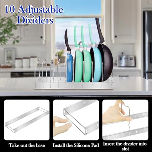 Lid Organizer Pot Lid Organizer Detachable and Adjustable Pots and Pans Organizer for Kitchen Cabinet Storage for Pots and Pans, Cutting Boards, Cooking Utensils (1 pack) - size: 1 PACK