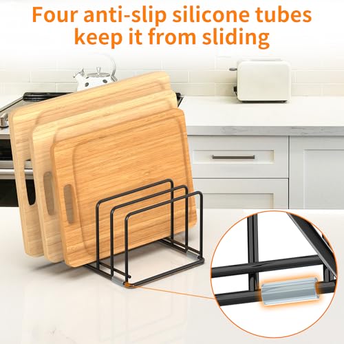 2-Pack Medium Black Cutting Board Racks, Kitchen Cabinet Organizer, 5 Tiered Shelves for Baking Trays, Cutting Boards, Cookie Sheets, Muffin Pans - style: 2PC(Medium)
