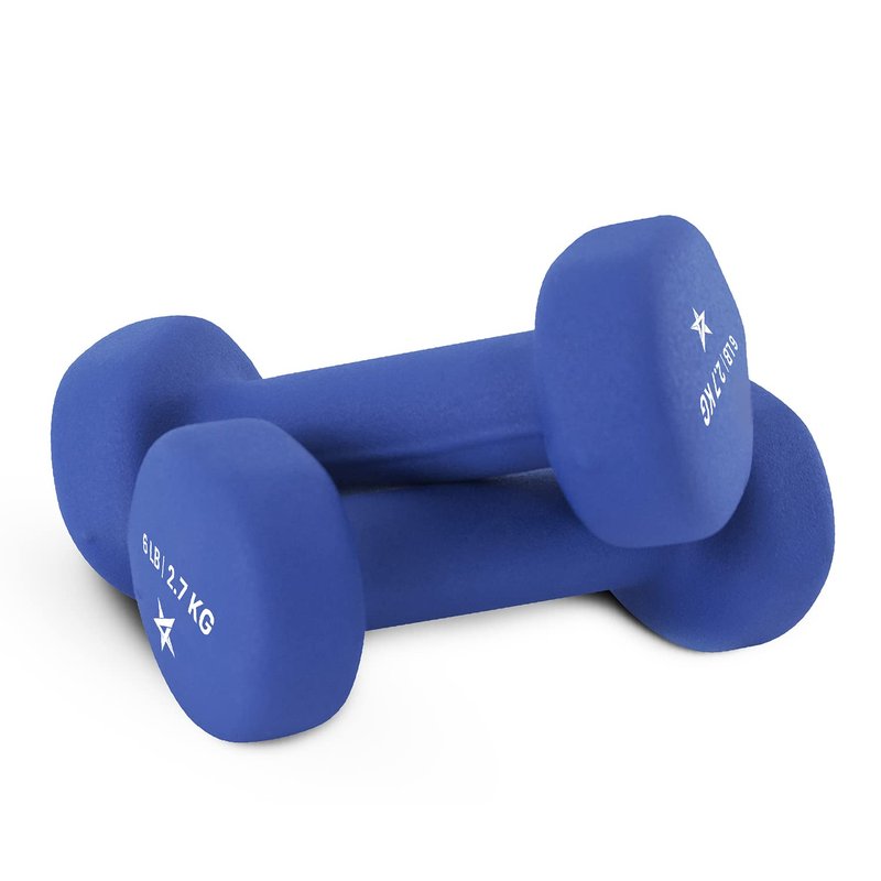 Yes4All 6 lbs Dumbbells Neoprene with Non Slip Grip – Great for Total Body Workout – Total Weight: 12 lbs (Set of 2)