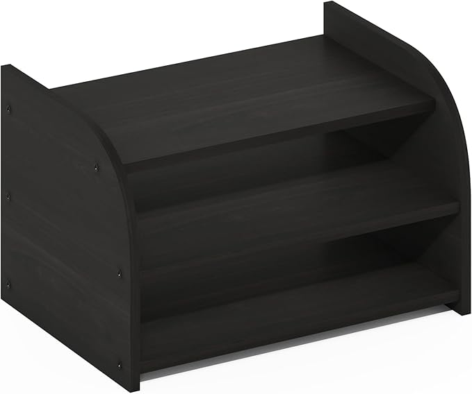 Furinno Classic Desk Organizers and Accessories, 3-Tier Monitor Riser, Office Organization, Desk Top Book Shelf, for Office Supplies, Desk Accessories, Espresso
