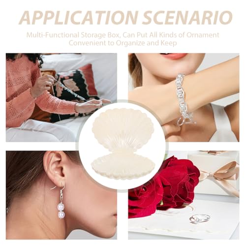 SAFIGLE Pearlescent Shell Jewelry Tray and Key Box Compact Clam Organizer for Rings Earrings Necklaces Decorative Desktop Storage for Entryway and Home