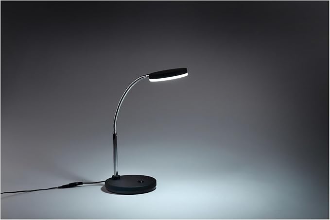 Bostitch Office LED Metal Gooseneck Desk Lamp, Flicker Free, Adjustable Head (VLED1800BK), Black