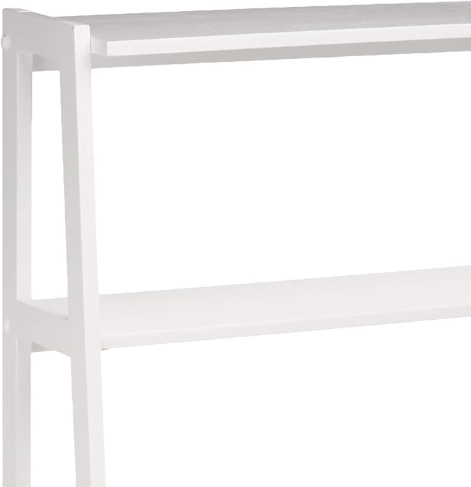 Amazon Basics 5 Shelf Sturdy Rubberwood Ladder Bookshelf for Book Storage, White, 15.03" D x 25.98" W x 74.48" H