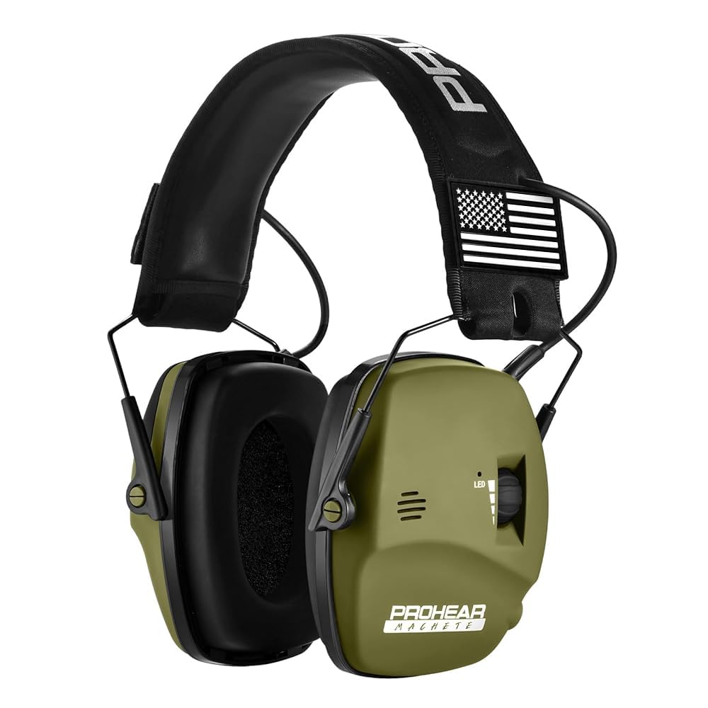 PROHEAR Digital Electronic Shooting Ear Protection 5X Sound Amplification Earmuffs, 23dB NRR Low Profile Noise Reduction Hearing Protection for Gun Range and Hunting, Green