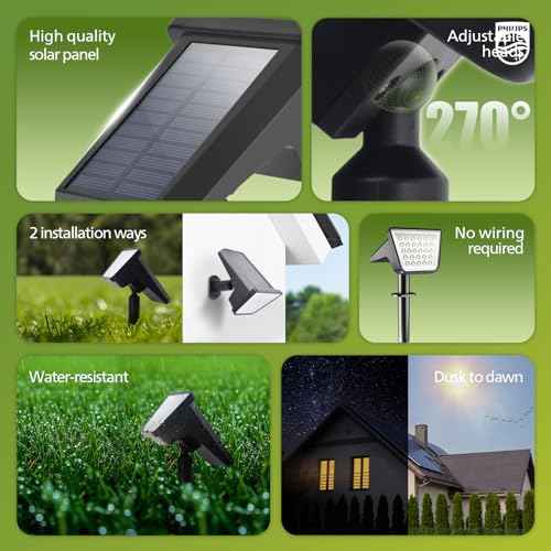 Philips 6 Packs Solar Spot Lights Outdoor Waterproof, 28 LED 7500K Solar Powered Landscape Pathway Lights, Dusk to Dawn Solar Spotlights for Garden, Yard, Lawn, Walkway, Driveway