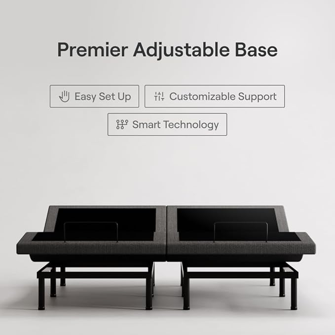 Nectar Premier Split King Adjustable Base & 13” Hybrid Mattress (New) - Head/Foot Incline - Medium Firm Memory Foam & Coils - Cooling Upgrade - 3 Massage Settings - 365-Night Trial & Forever Warranty