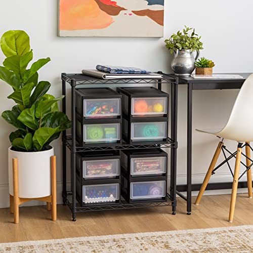 IRIS USA 6 Qt. Plastic Drawer Storage Organizer Stacking Drawers, 8-Pack, Stackable Unit with Sliding Drawer for Clothes Bedroom Kitchen Under Sink Pantry Craft Room Bathroom Dorm Office, Black - size: 6 Qt - 8 Pack