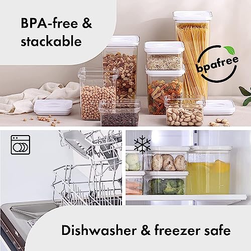 Neoflam Airtight Smart Seal Food Storage Container (Set of 3) | Crystal Clear Body | Modular, Stackable, Nestable Design | Easy to Clean, BPA Free (2.7L, Rectangular)
