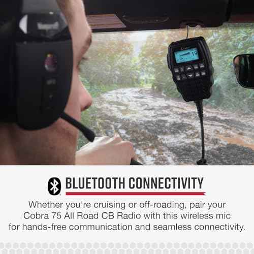 Cobra 75 All Road CB Radio Wireless Microphone with Bluetooth Connectivity - AM/FM, Waterproof, Pack of 1