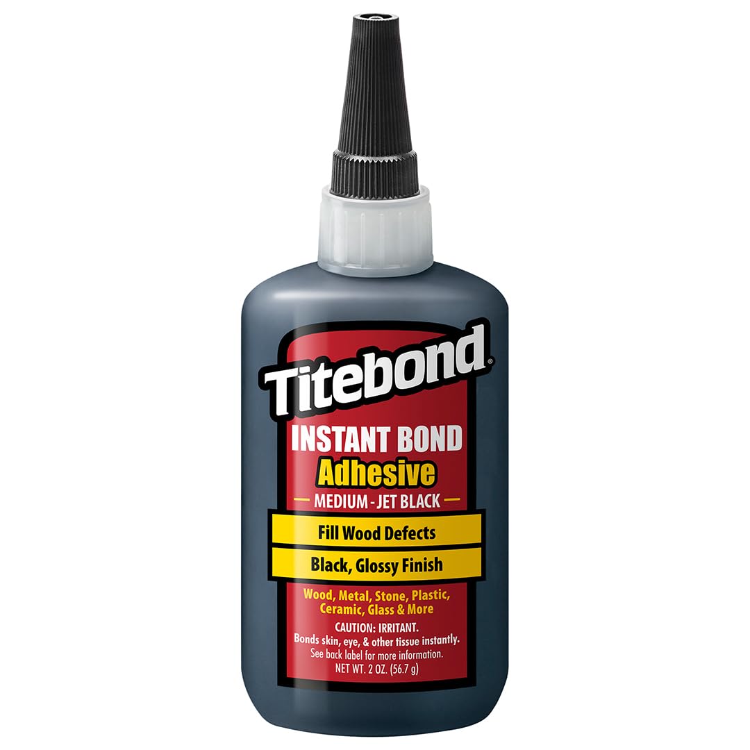 Titebond Instant Bond Medium CA Super Glue – Jet Black, Ethyl Cyanoacrylate Adhesive for Woodworking, Gap-Filling, 40-60 Second Set – 2 Oz. 8211