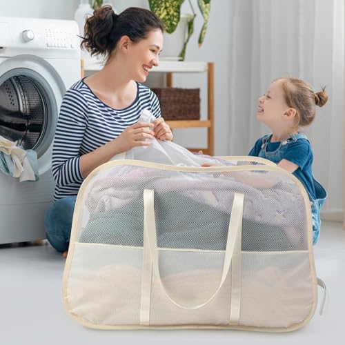 Collapsible Laundry Baskets with Easy Carry Handles, 95L Clothes Hamper for Storage, Foldable Laundry Basket Tear-proof, Large Pop Up Hampers for Laundry, Bedroom, Bathroom, Dorm Beige - style: Beige