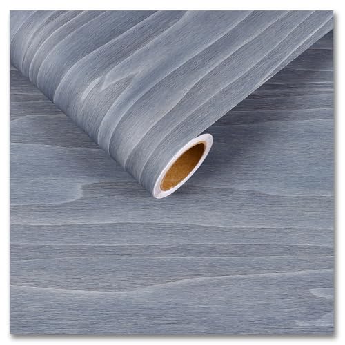 CRE8TIVE Slate Blue Contact Paper Wood Wallpaper Peel and Stick Wood Grain Contact Paper for Countertops Waterproof 12"x80" Self Adhesive Removable Thick Wood Vinyl Wrap for Bedroom Cabinets Furniture