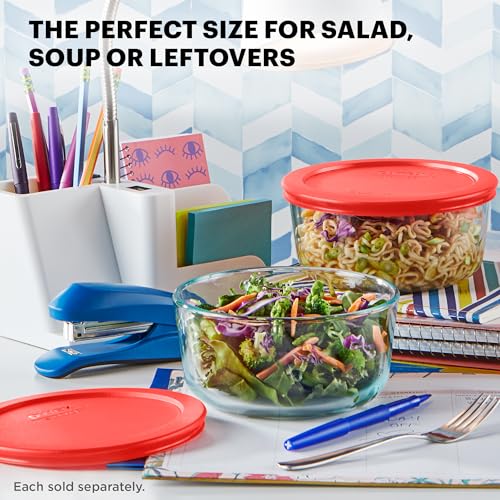 Pyrex Simply Store Glass Food Storage Container, Snug Fit Non-Toxic Plastic BPA-Free Lids, Freezer Dishwasher Microwave Safe, 4 Cup - size: 4 Cup