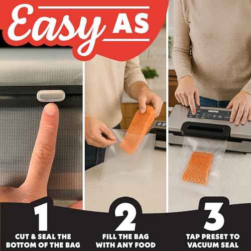 Gourmia Vacuum Sealer ? Food Preservation System with Marinate Mode, Pulse Control, LED Display, Built-In Cutter, Gentle & Normal Vacuum Options, Stainless Steel