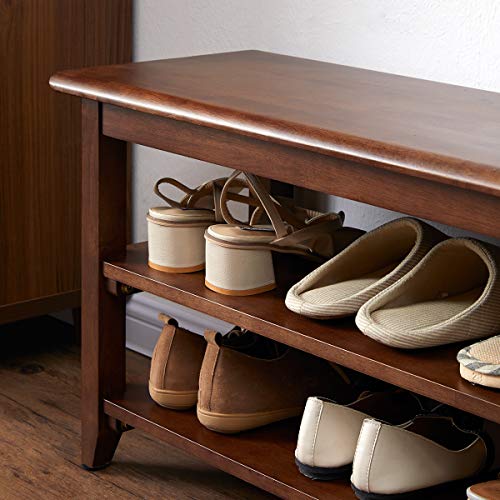 XKZG Storage Bench Wooden Shoe Rack Bench Rustic Solid Wood Entryway Bench (Brown,47.2") - color: Brown, size: 47.2"W x 11.8"D x 16.5"H