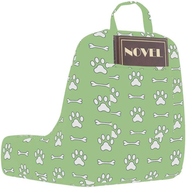 Ambesonne Paw Print Reading Pillow Cover, Greenery Monochrome Pet Themed Pattern with Foot Marks and Bones, Unstuffed Printed Bed Rest Case from Soft Fabric, Small, Pastel Green and White