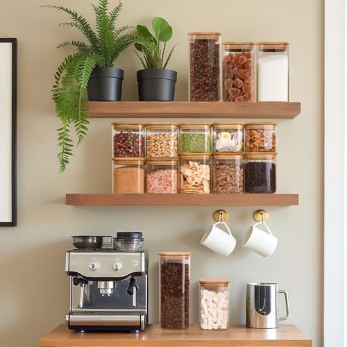ComSaf 1.9 Qt Glass Storage Containers with Lids, Glass Jars with Lids, Clear Food Storage Jar, Square Canister Set of 3, Pantry Organizers and Storage for Flour Rice Pasta Tea Coffee Bean - size: 1.9Qt*3