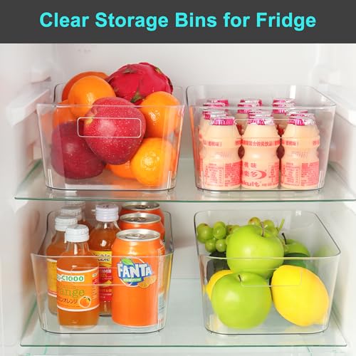 Heyuzb 12 Pack Plastic Storage Bins, Clear Pantry Organizers and Storage, Multi-Use Organizer Bins for Kitchen, Office, Fridge, Cabinet and Shelf Organization - size: 12 Pack