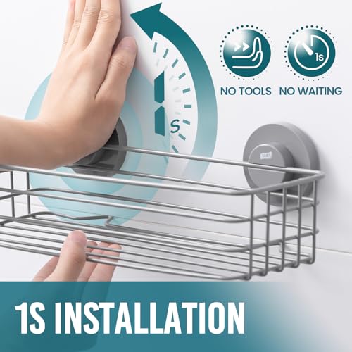 TAILI Shower Caddy Suction Cup 2 Pack with Hooks & Soap Holder, Heavy Duty Shower Organizer for Bathroom, No Drilling Bathroom Organizer with Large Capacity, Metal Storage Holder-Grey - style: 2 × Grey