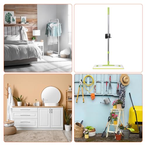uxcell 2pcs Mop Broom Holder Wall Mount, 304 Stainless Steel Mop Holder Self Adhesive Broom Hanger with Screws, Suitable for Bathroom, Laundry Room, Grey - color: Grey