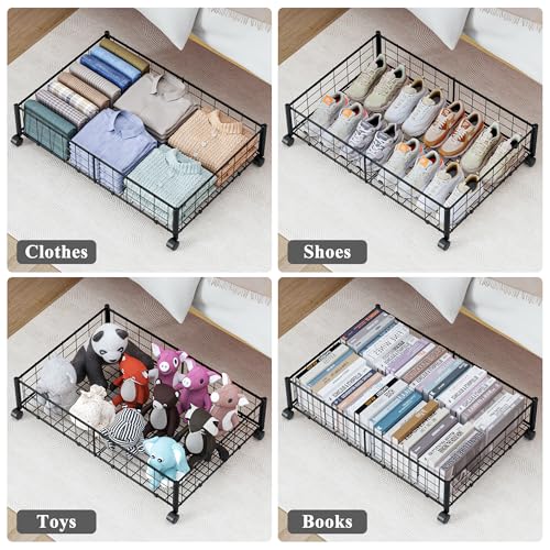 Hleelomi Under Bed Storage with Wheels, 360° Rotating, No-Assembly Underbed Storage Containers, 2PACK - size: 2 Pack without Cover