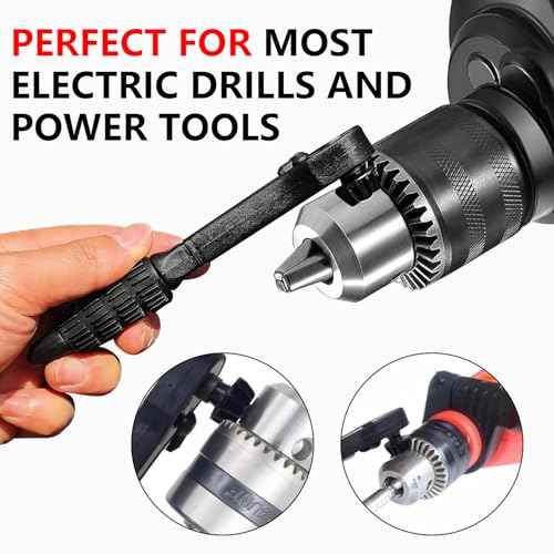 2-in-1 Ratchet Drill Chuck Key Wrench, Universal Double Head Chuck Key Replacement Tool for Drill, Compatible with Most Electric Drills and Power Tools, for Tightening Loosening Drills(1 Set)