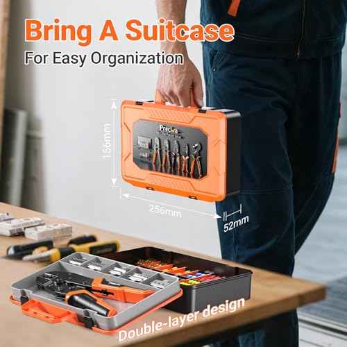 Preciva 6 PCS Crimping Tool Set with 395 PCS Connectors, Ratcheting Wire Crimper Tool for Heat Shrink,Insulated Connectors,Open Barrel,Circlip Terminals,Tube Terminals,Solar Connectors