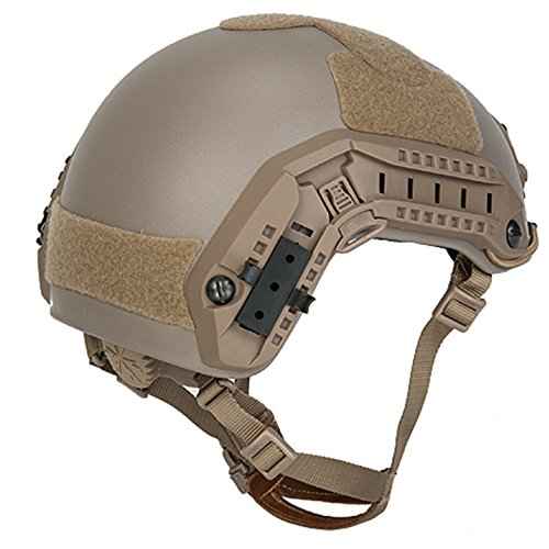 Lancer Tactical Medium - Large Industrial Durable ABS Plastic Constructed Maritime Helmet w/Adjustable 20mm Side Rail Adapter Padding Stickers NVG Shroud Bungee Retention Goggle Clip