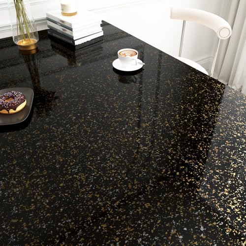Black and Gold Granite Contact Paper for Countertops Peel and Stick Countertop Covers Waterproof Removable Marble Wallpaper for Kitchen Bathroom Counter Tops Desk Cabinets Vinyl Wrap