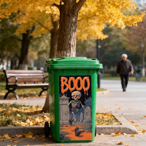 15x32 Inch Trash Can Stickers Ornaments and Christmas Tree with Snow Design Decorative Vinyl Peel and Stick Removable Art Decal for Indoor Outdoor Kitchen Bathroom Office Garbage Bin Wrap Cover