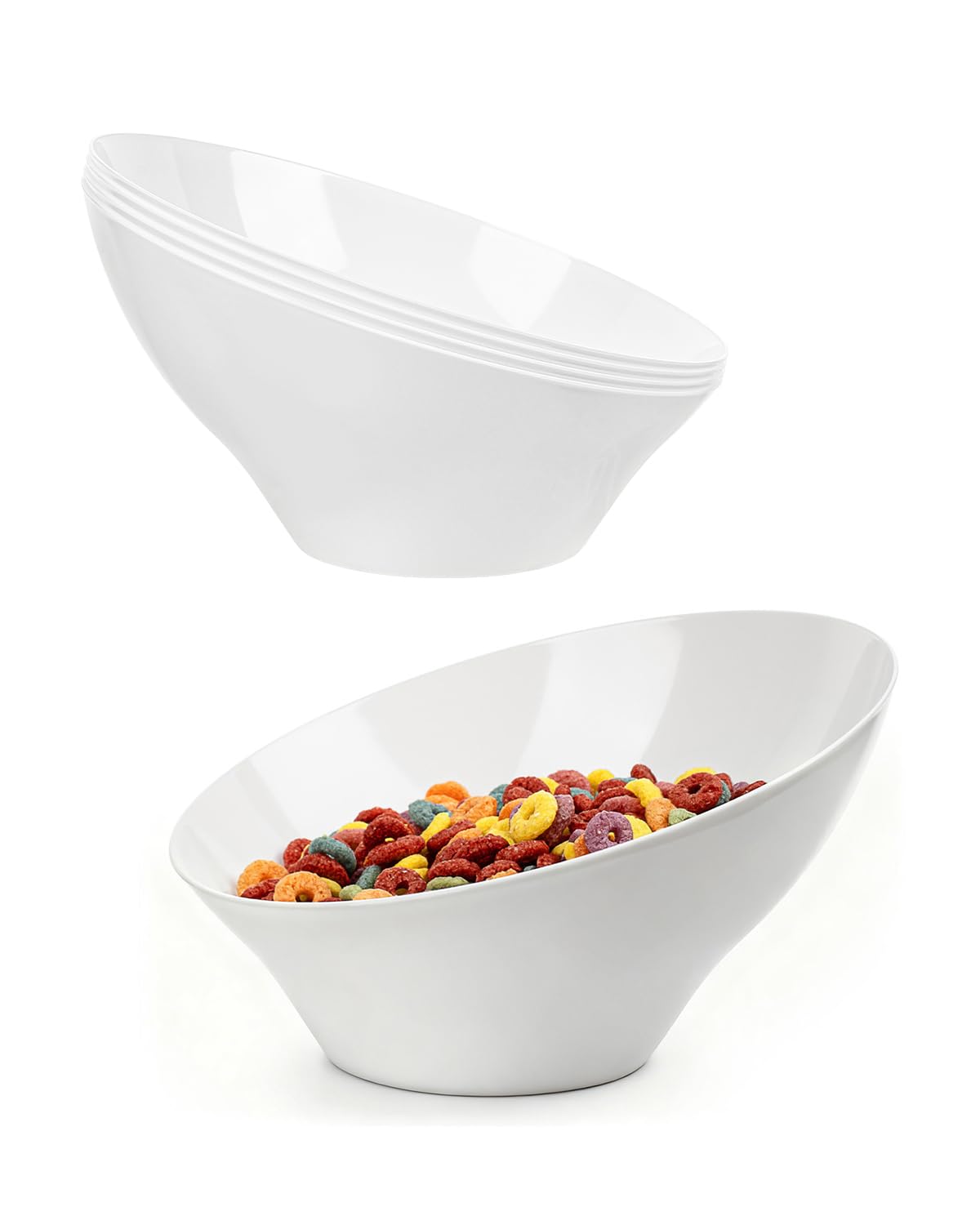 BESTVIP 20 Oz Black Plastic Angled Serving Bowls, 12 Pack