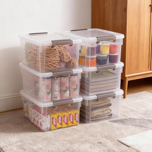Citylife 17 QT Plastic Storage Bins with Lids Latching Stackable Storage Containers for Organizing Large Clear Storage Box for Garage, Craft, Toys, Closet, Home, 1 Packs - size: 1 Pack-17QT-N