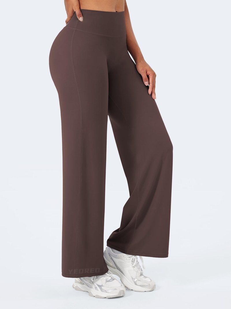 YEOREO Workout Leggings Womens No Front Seam Straight Leggings 29" High Waist Buttery Eddiy Gym Yoga Pants Plum Brown S