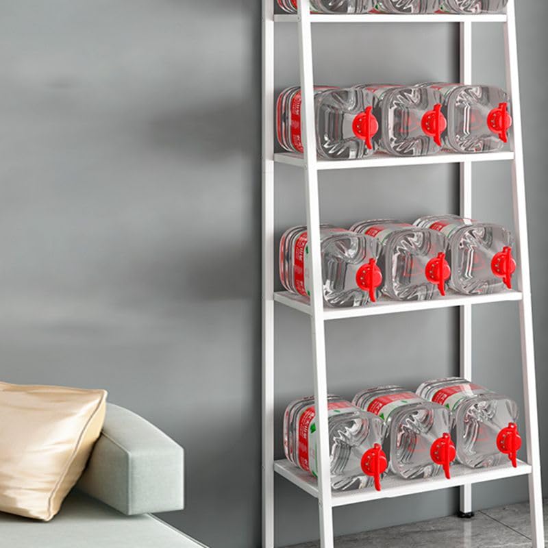 Ladder Metal Bookshelf Modern Bookcase with Rectangular Shelves Storage Rack Kitchen Storage Rack Multi-layer Bookshelf Floor-to-ceiling Trapezoidal Balcony Flower Stand Red(24"L x 14"W x 58"H, Red) - size: 24"L x 14"W x 58"H