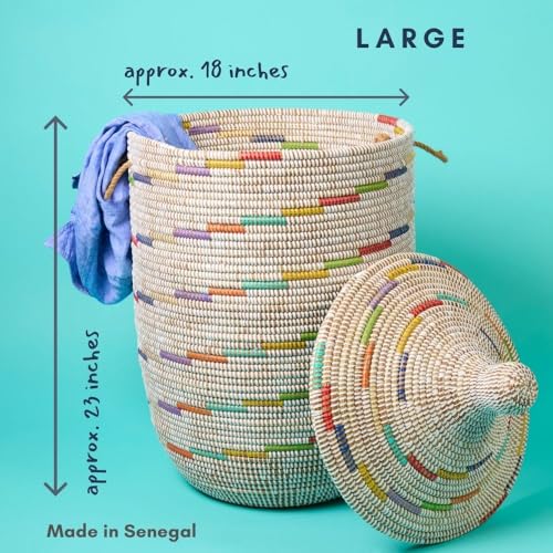 Small Hamper, Colorful Pattern on White, 12" Wide, 14" Tall - size: Small