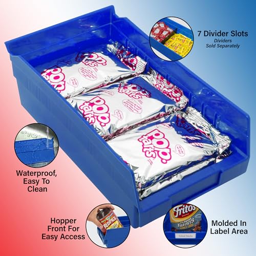 Akro-Mils 30130 Plastic Shelf Bins, Heavy Duty Storage Bins for Garage, Closet, and Drawer Organization, 12" x 6-1/2" x 4", Blue, 12-Pack - color: Blue