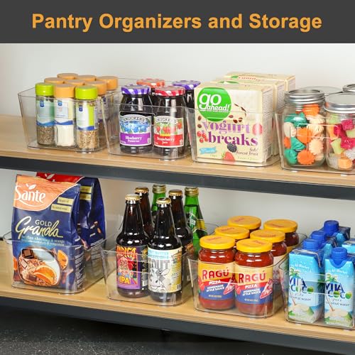 Heyuzb 12 Pack Plastic Storage Bins, Clear Pantry Organizers and Storage, Multi-Use Organizer Bins for Kitchen, Office, Fridge, Cabinet and Shelf Organization - size: 12 Pack