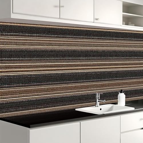 Nuxovilar Brown Wood Grain Stripe Textured Peel and Stick Wallpaper, 15.75"x39.37", Self-Adhesive Contact Paper, Rustic Modern Look for Bedroom, Living Room and Table Decor