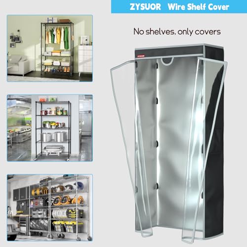 Waterproof & Dustproof Shelf Cover for Wire Rack, Transparent Front Panel for Easy Viewing, Sunscreen Protection, Fits 48" L x 18" D x 72" H (Cover Only) - size: 48"Wx18"Dx72"H