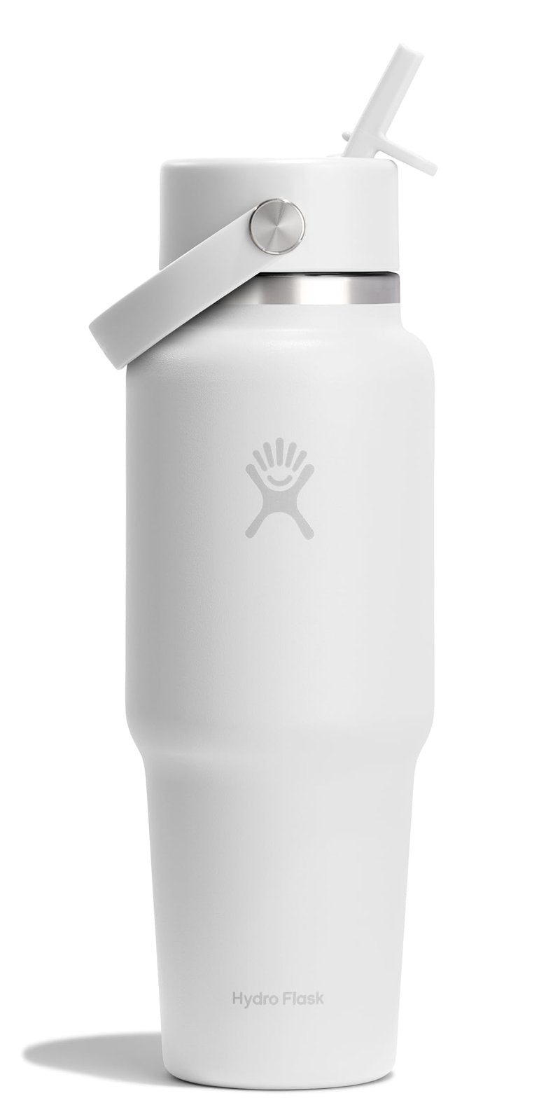Hydro Flask Travel Water Bottle - Insulated Stainless Steel - Wide Straw Lid, Non Spill, Leakproof in 32 Oz Tonal White