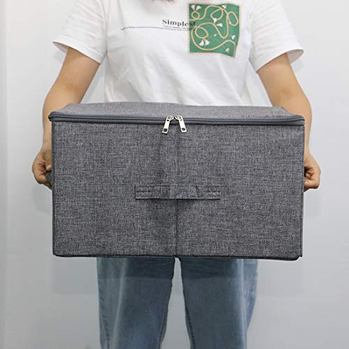 iwill CREATE PRO Pack of 3, 17.7 * 13.8 * 9.8" Stackable Folding Storage Baskets with Lid & Carry Handles & Memo Pocket, Good Wardrobe Separator Bins, Dark Gray - color: Dark Gray, 3pcs