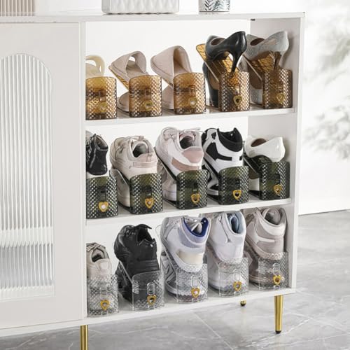 EUBUY Adjustable Shoe Slots Organizers, Space Saver Shoe Stacker Shoe Rack Holder Oraganizers, Double Layer Stack Shoe Holder for Closets and Entryways