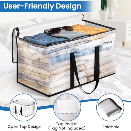 RoomHacks Clear Moving Bags Heavy Duty Extra Large, Moving Supplies with Reinforced Handle and Double Zipper, Storage Bags for Moving Essential, Packing Bags Alternative to Moving Box(4 Packs, Clear) - size: 100L- 4Packs