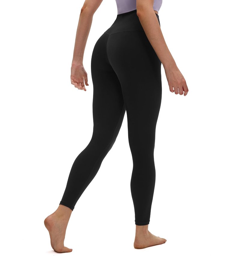 Saniripple High Waisted Soft Leggings 25" Stretchy Workout Yoga Pants for Women Black Large