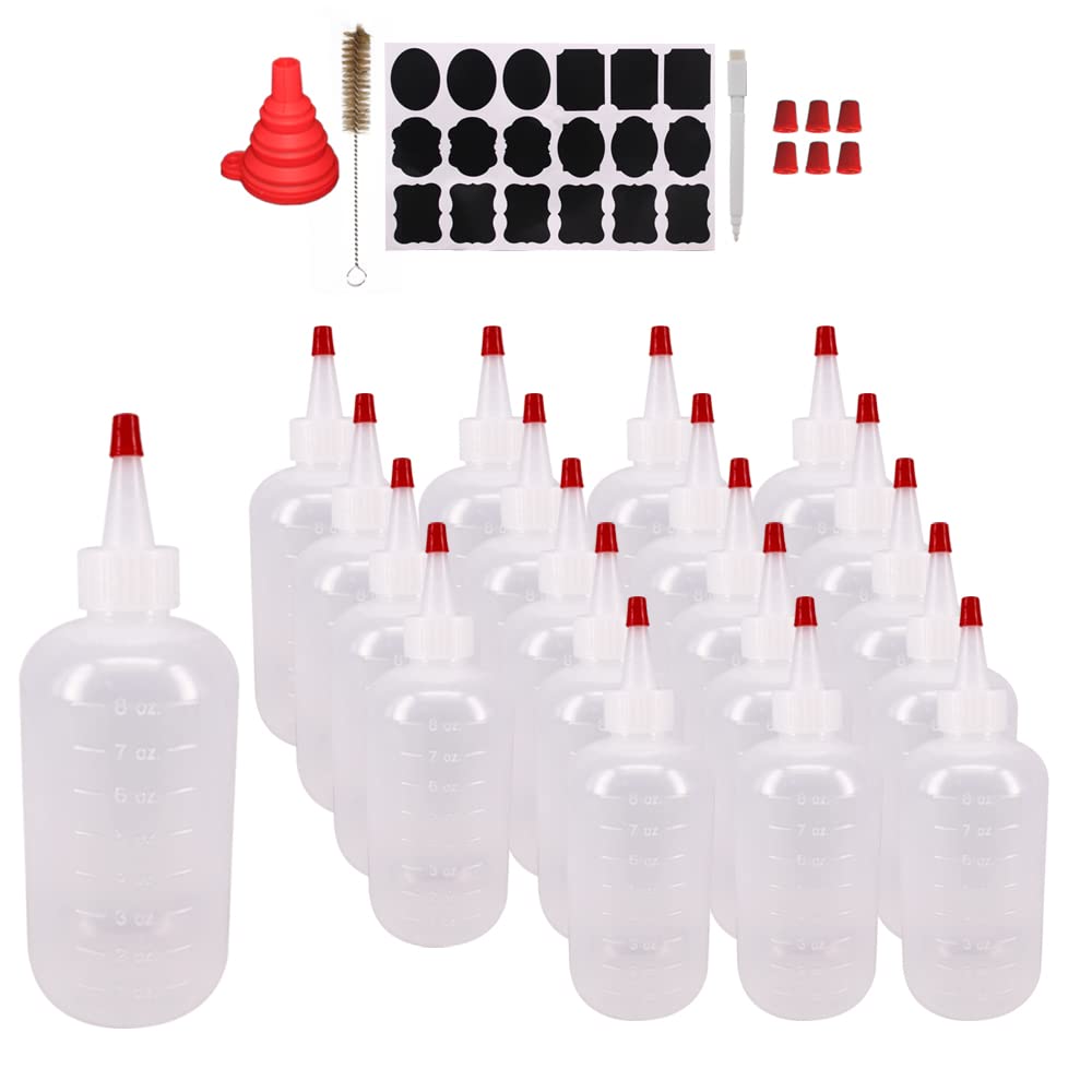 Belinlen 24 Pack 1-Ounce Plastic Squeeze Bottles with Measurement