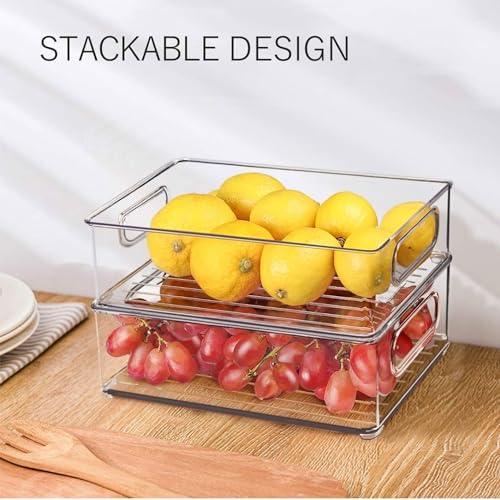6 Pack Refrigerator Organizer Bins,3 Sizes Stackable Clear Pantry Storage with Handles for Fridge, Freezer, Shelves, Drawer, Snack Organizer for Home & Kitchen - size: 6 Pack