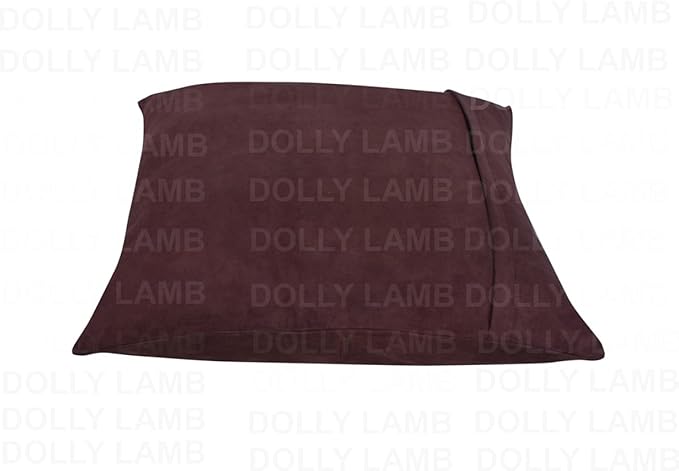 D DOLLY LAMB Lambskin Leather Pillow Cover - Sofa Cushion Case - Decorative Throw Covers for Living Room & Bedroom, 14x14 Inches - Brown Pack of 2