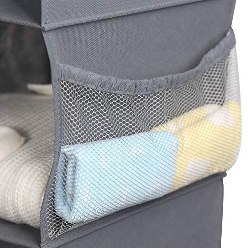 MAX Houser 4-Shelf Hanging Closet Organizer, Space Saver, Cloth Hanging Shelves with 2 Side Pockets, Foldable (Grey) - color: Grey-2