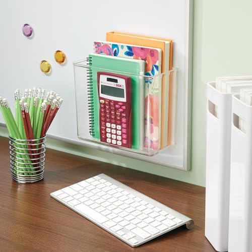 iDesign AFFIXX Plastic Wall Mount Organizer for Kitchen, Bathroom, Office, Bedroom, Garage, Craft Room, 3.5" x 8" x 5.5", Clear - style: Pack of 1